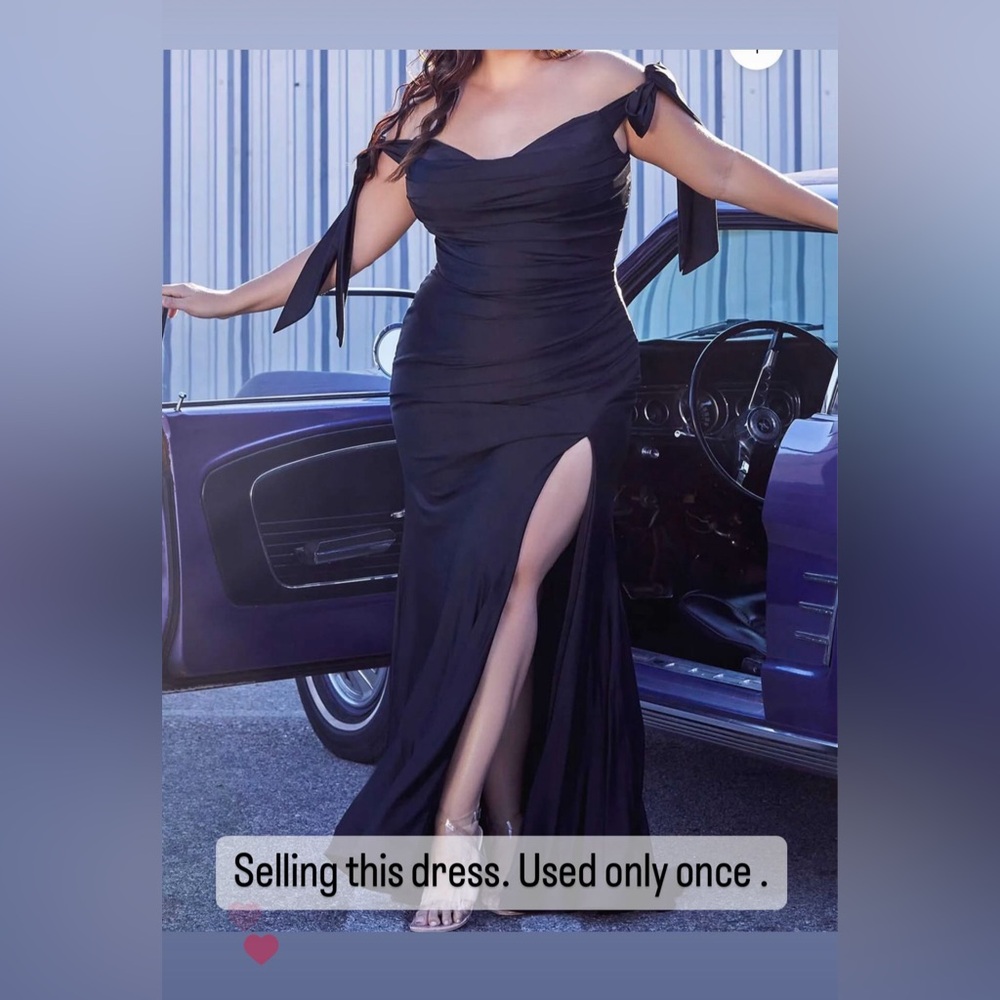 Cinderella Divine off shoulder HighSlit Black Dress